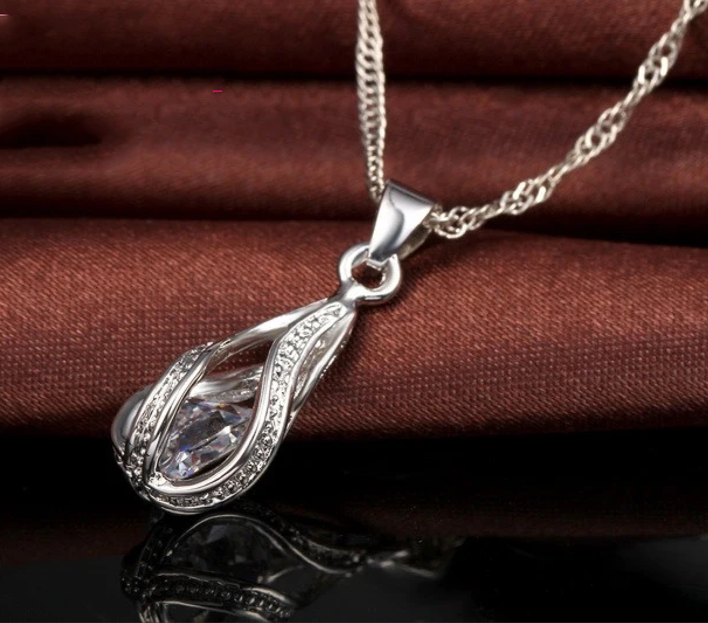 Ava 02 - Hot Water Drop CZ 925 Sterling Silver Jewelry Set