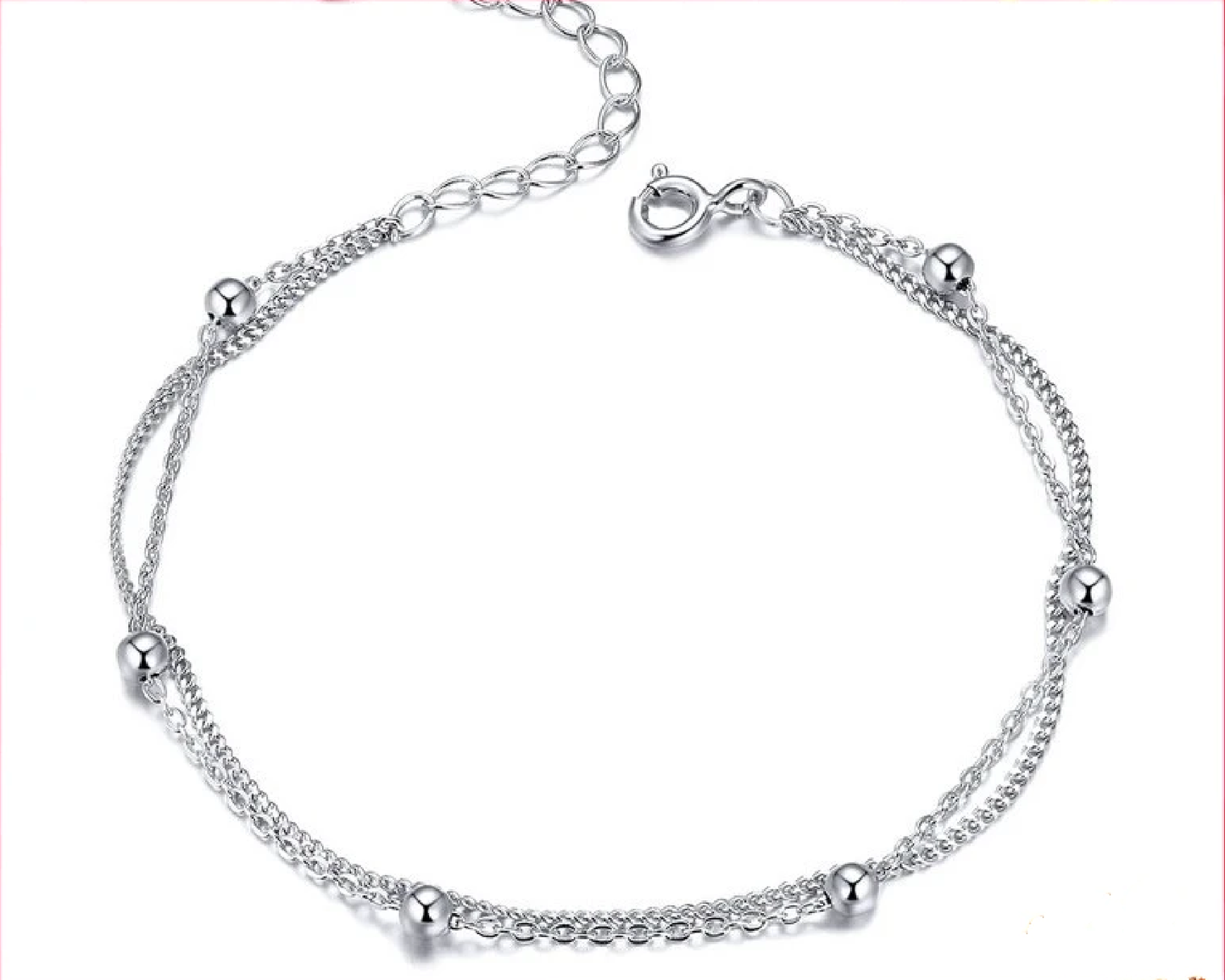 Chloe 02 - 925 Silver Chain Bracelet 7.48'' Adjustable 14K Gold Plated Jewelry