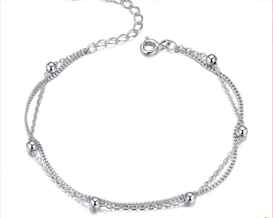 Chloe 02 - 925 Silver Chain Bracelet 7.48'' Adjustable 14K Gold Plated Jewelry