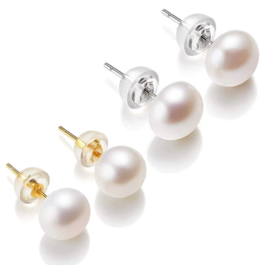 Lydia 03 - Pearl Stud Real 925 Sterling Sliver Earring